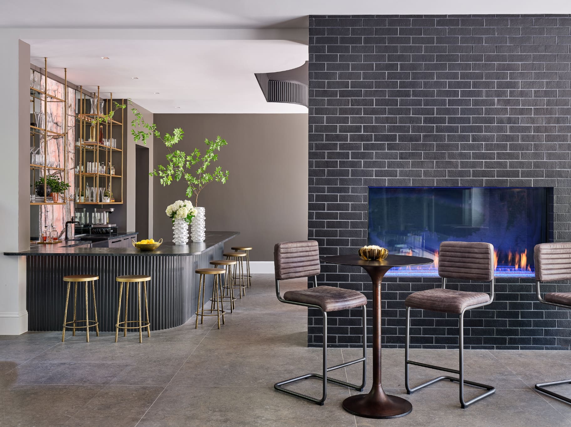 Entertainment fireplace bar