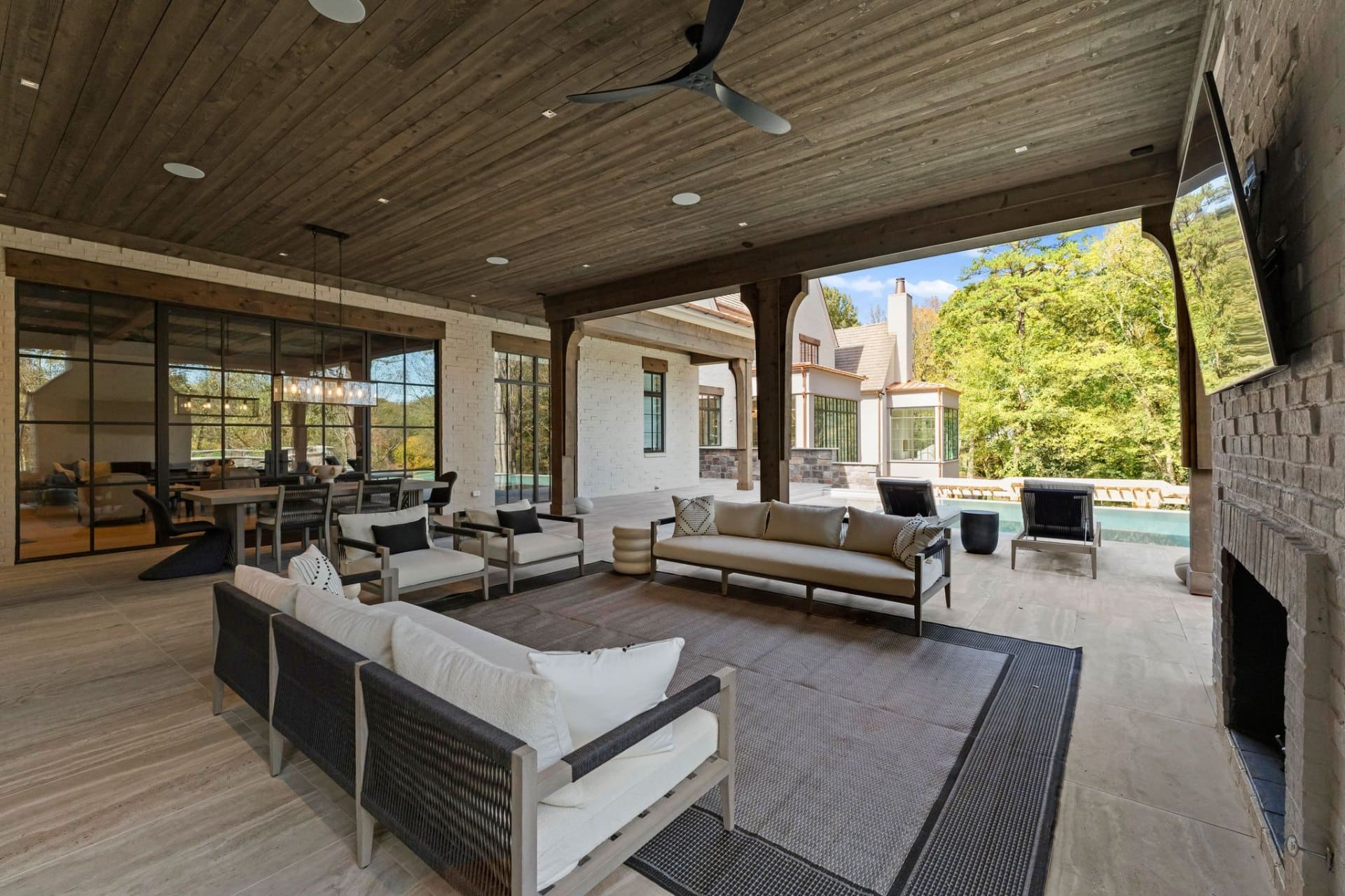 Patio lounge wide view with estate beyond