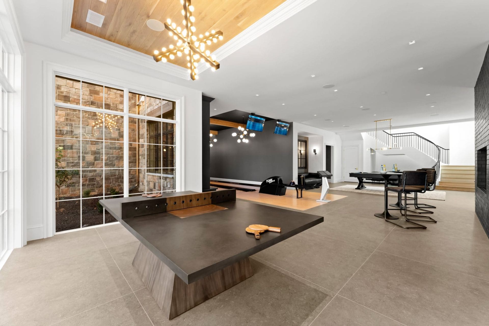 Game room with ping pong and bowling