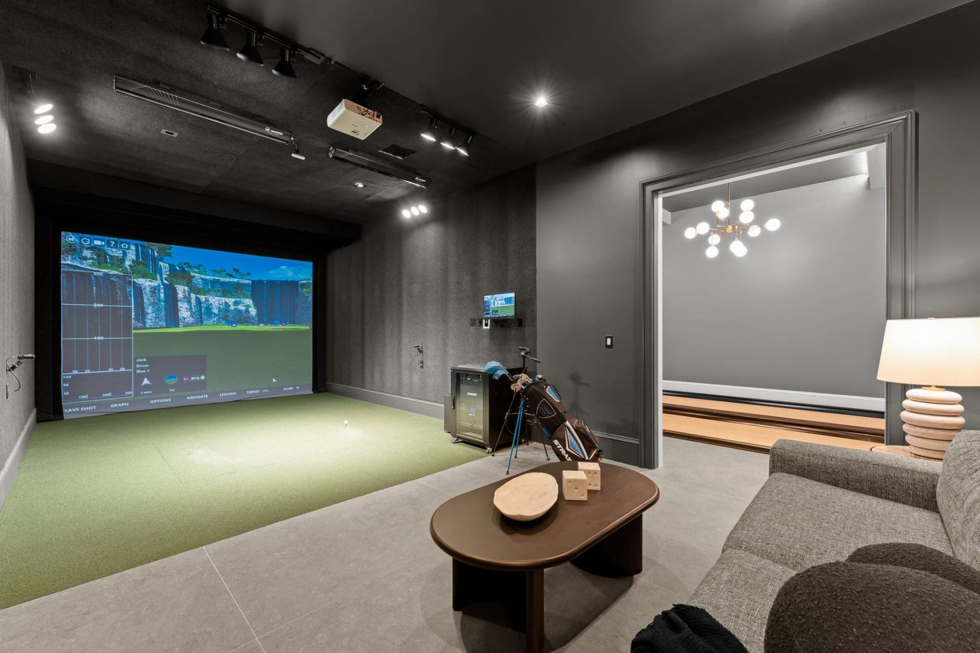 Golf simulator lounge