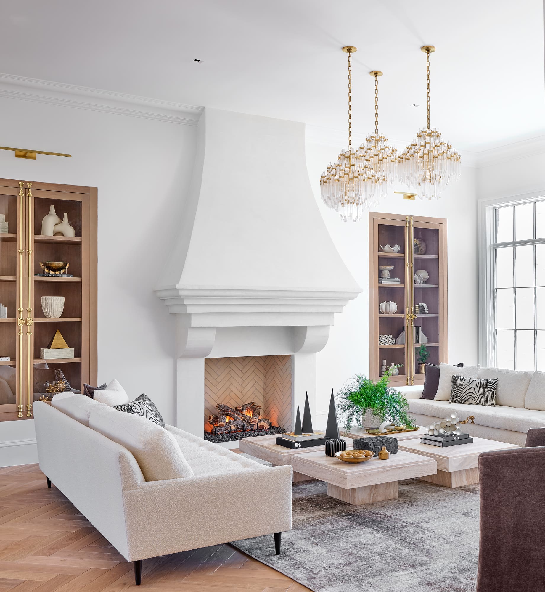 Grand living room with fireplace