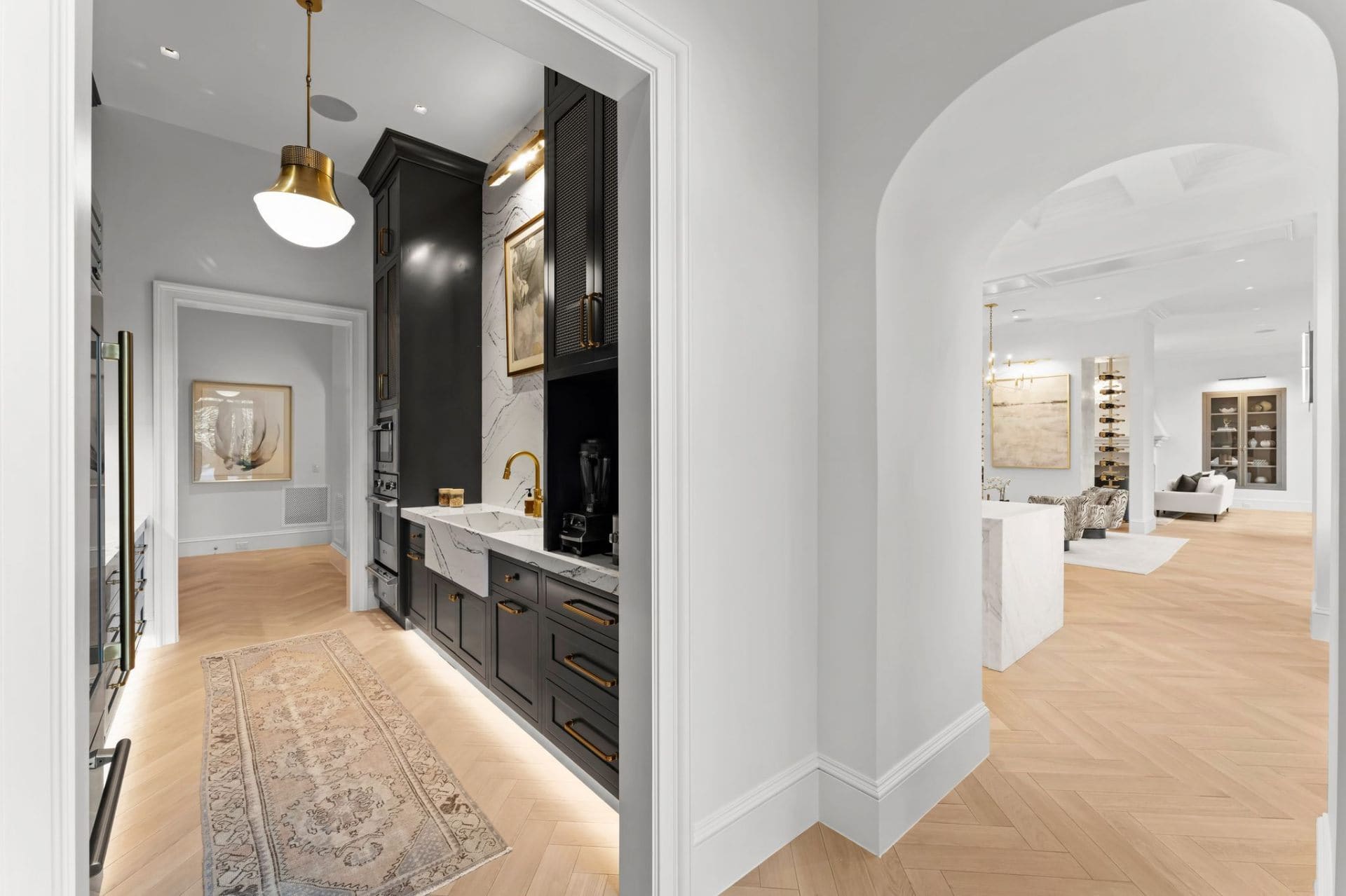 Pantry arch transition to kitchen