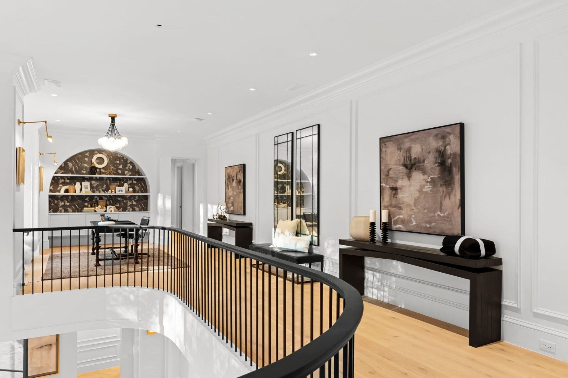 Upper landing with art and console