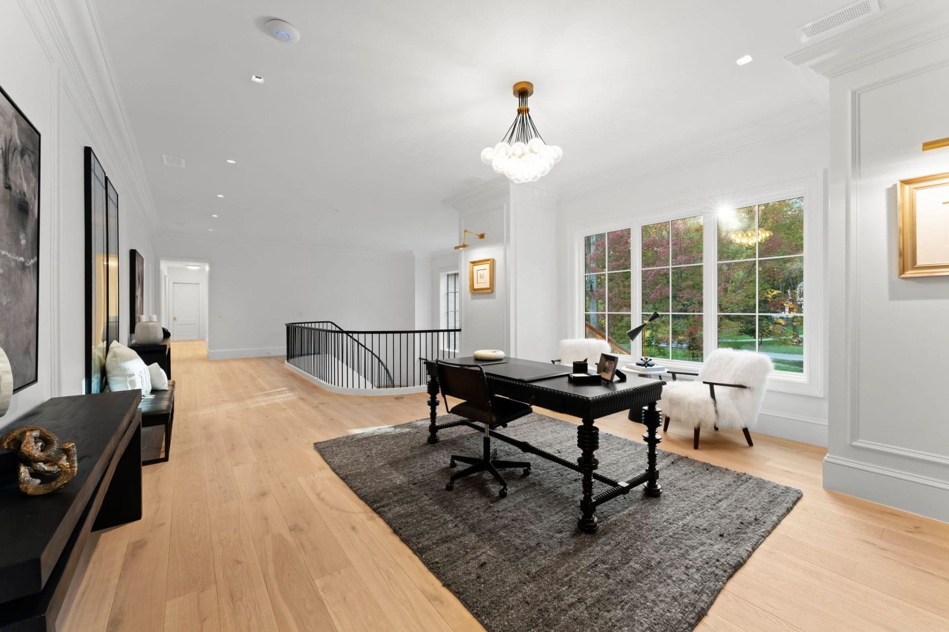 Upper office wide view with garden windows
